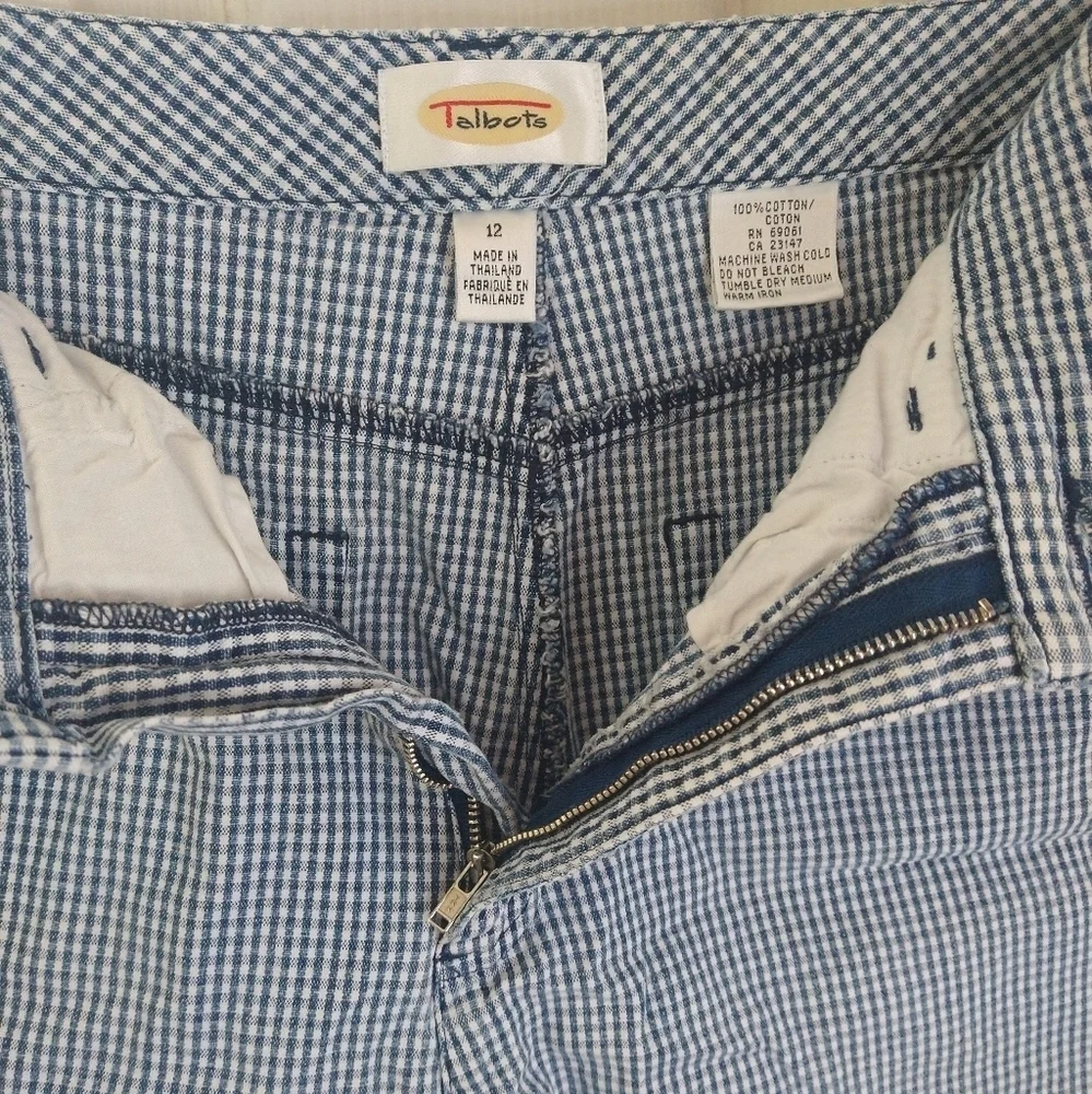 Talbots High Rise Blue and White checkered cotton shorts‎ 5